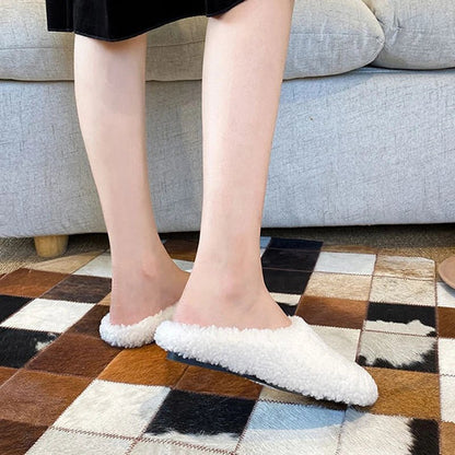 Cozy Winter Wool Slippers for Women - Curly Sheep Fur Slip-On Mules 3