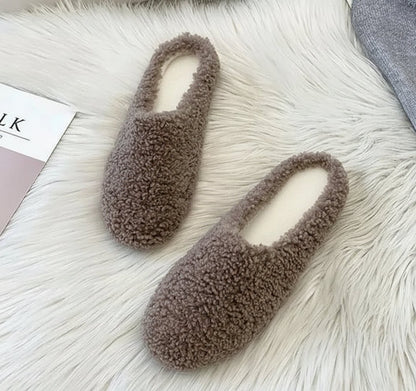 Cozy Winter Wool Slippers for Women - Curly Sheep Fur Slip-On Mules 6