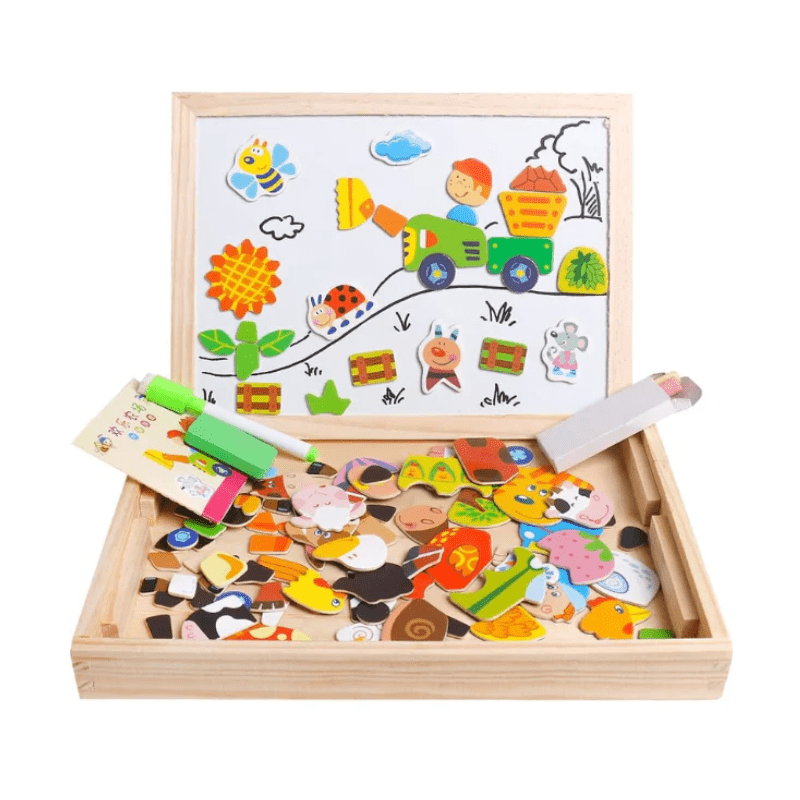 Create & Play - 2-in-1 Montessori Drawing Table with Magnetic Whiteboard & Chalkboard 1