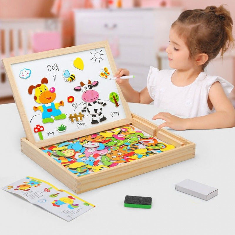 Create & Play - 2-in-1 Montessori Drawing Table with Magnetic Whiteboard & Chalkboard 2