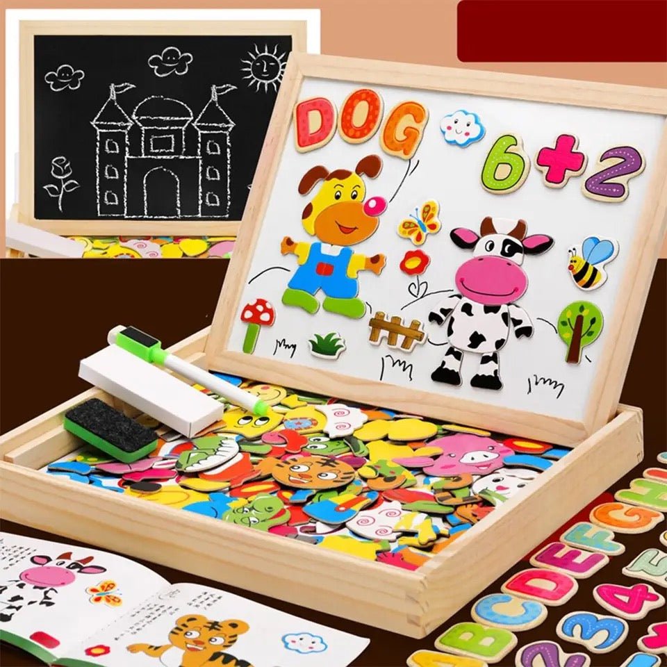 Create & Play - 2-in-1 Montessori Drawing Table with Magnetic Whiteboard & Chalkboard 3