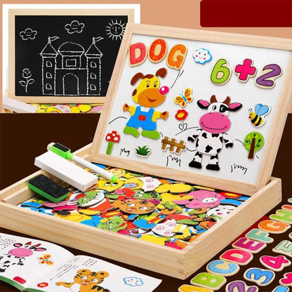 Create & Play - 2-in-1 Montessori Drawing Table with Magnetic Whiteboard & Chalkboard 3