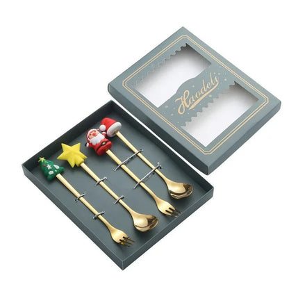 Creative Christmas Tree - 4-Piece Stainless Steel Spoon & Fork Set for Holiday Cheer 13
