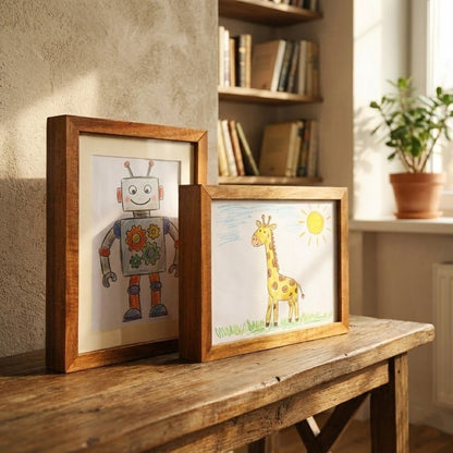 Creative Haven - Wooden Kids Drawing Display Frame with Integrated Storage 0
