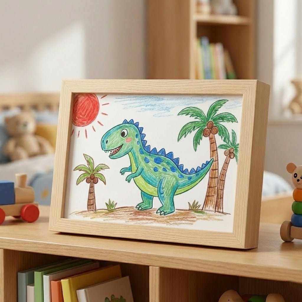 Creative Haven - Wooden Kids Drawing Display Frame with Integrated Storage 2