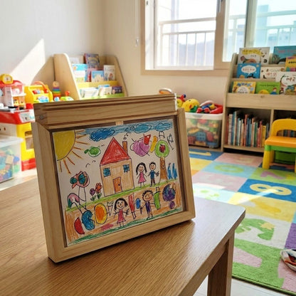 Creative Haven - Wooden Kids Drawing Display Frame with Integrated Storage 5