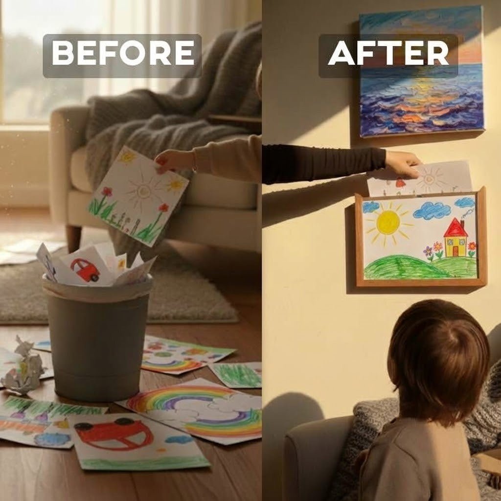 Creative Haven - Wooden Kids Drawing Display Frame with Integrated Storage 6