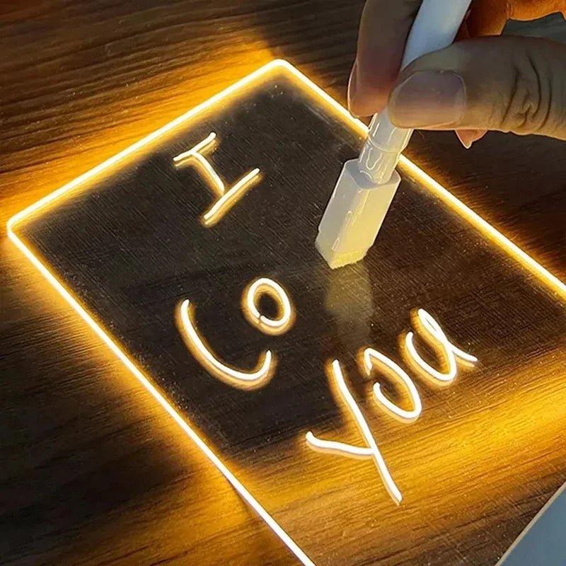 Creative LED Acrylic Drawing Board - USB Powered Message Board with Erasable Pen 2