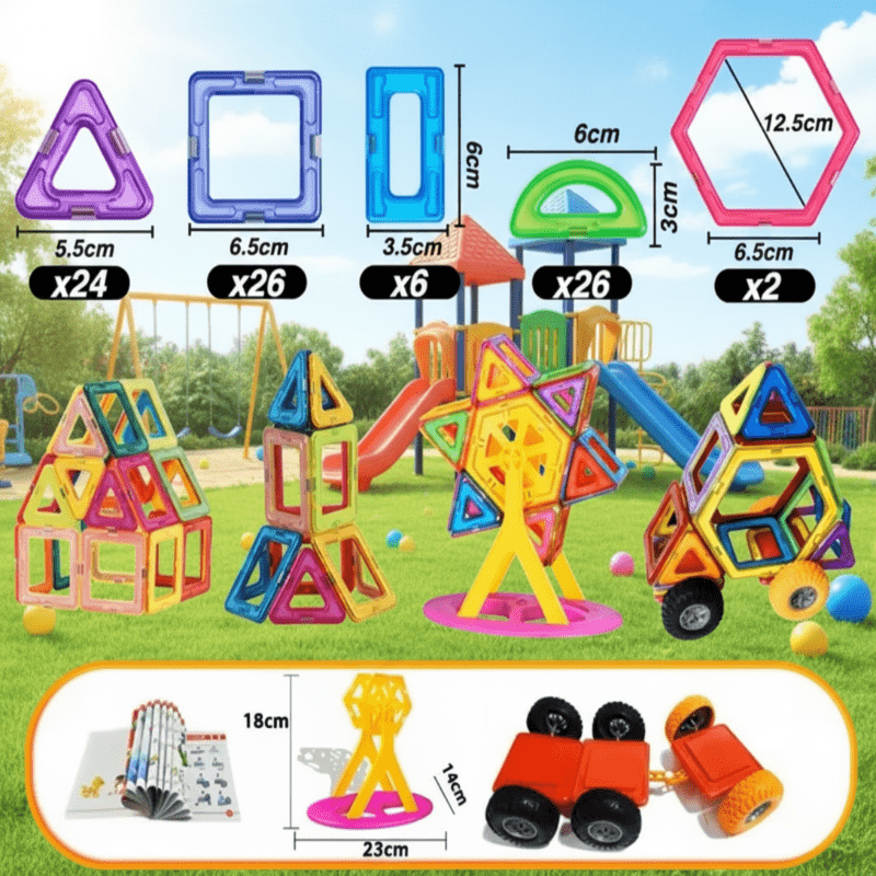 Creative Magnetic Building Blocks Set for Kids - Enhance Imagination & Skills 0