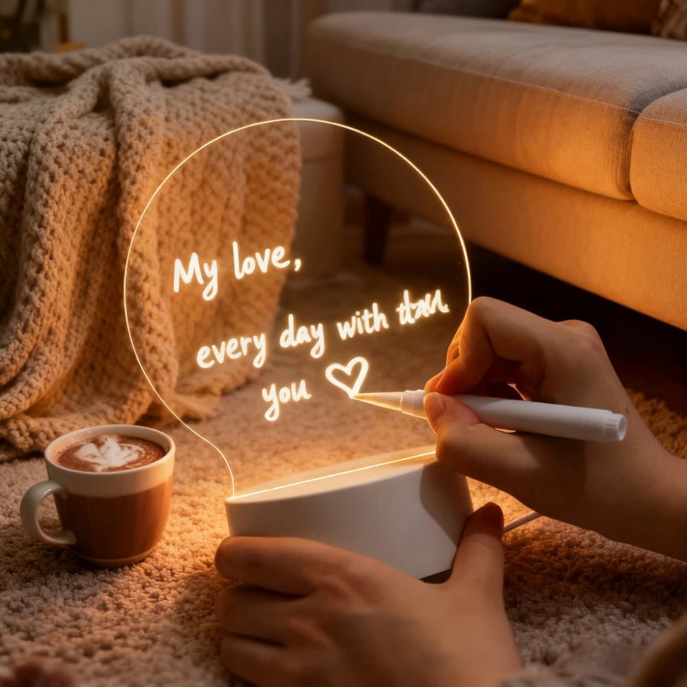 Creative USB Acrylic Message Board Lamp with Warm LED Lights 0