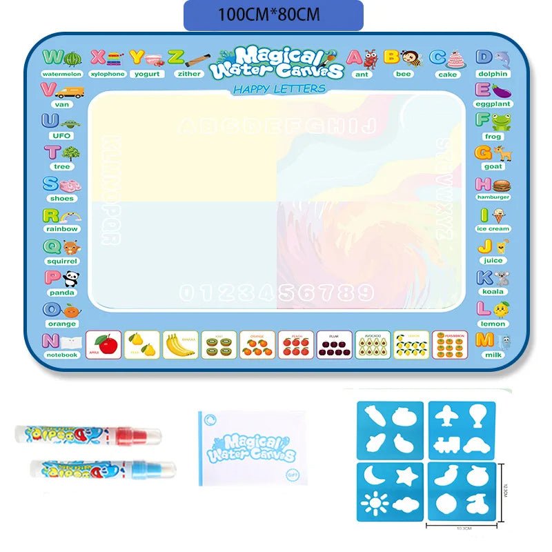 Creative Water Drawing Mat - 100 x 80cm Reusable Fun for Kids with Magic Pen 10