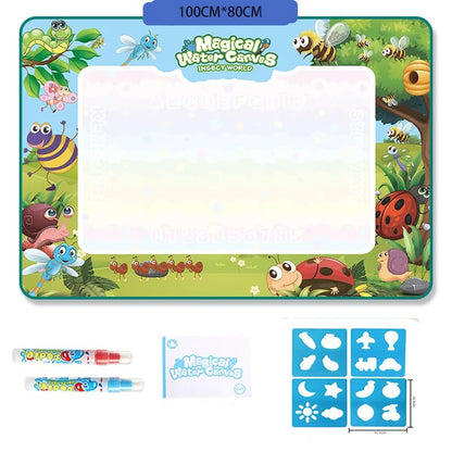 Creative Water Drawing Mat - 100 x 80cm Reusable Fun for Kids with Magic Pen 11