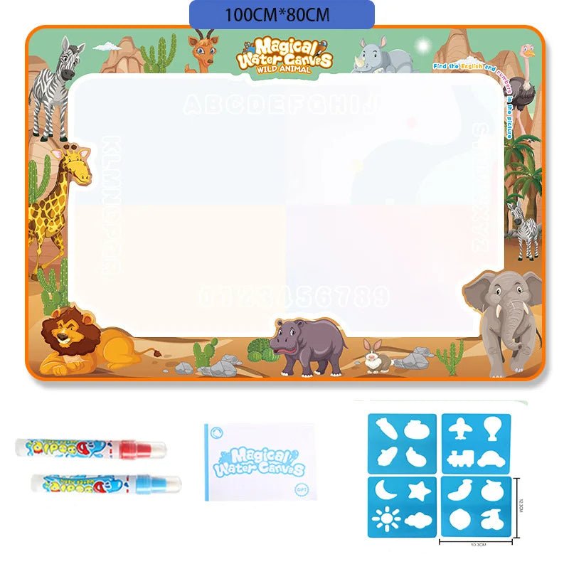 Creative Water Drawing Mat - 100 x 80cm Reusable Fun for Kids with Magic Pen 13