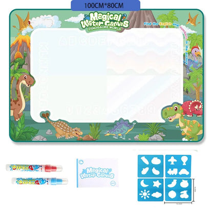Creative Water Drawing Mat - 100 x 80cm Reusable Fun for Kids with Magic Pen 14