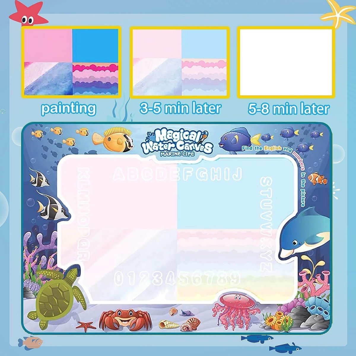 Creative Water Drawing Mat - 100 x 80cm Reusable Fun for Kids with Magic Pen 4