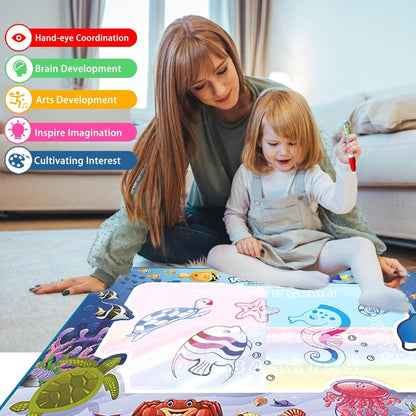 Creative Water Drawing Mat - 100 x 80cm Reusable Fun for Kids with Magic Pen 6