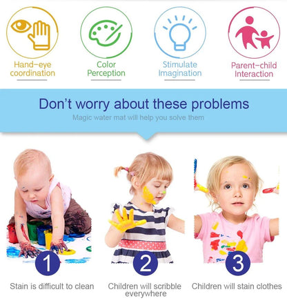 Creative Water Drawing Mat - 100 x 80cm Reusable Fun for Kids with Magic Pen 8