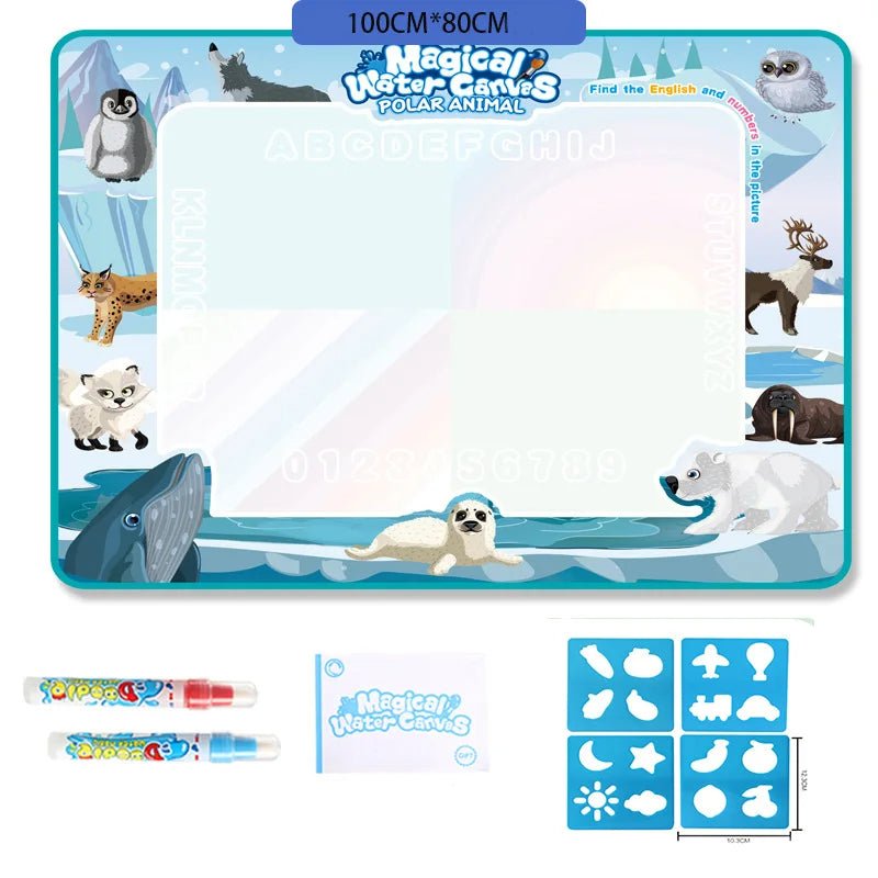 Creative Water Drawing Mat - 100 x 80cm Reusable Fun for Kids with Magic Pen 9