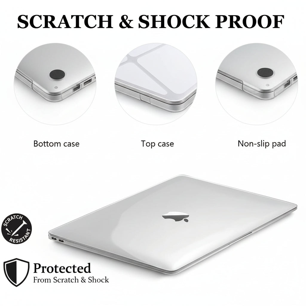 Crystal Clear Laptop Case for MacBook Air & Pro - Durable Hard Protection 4