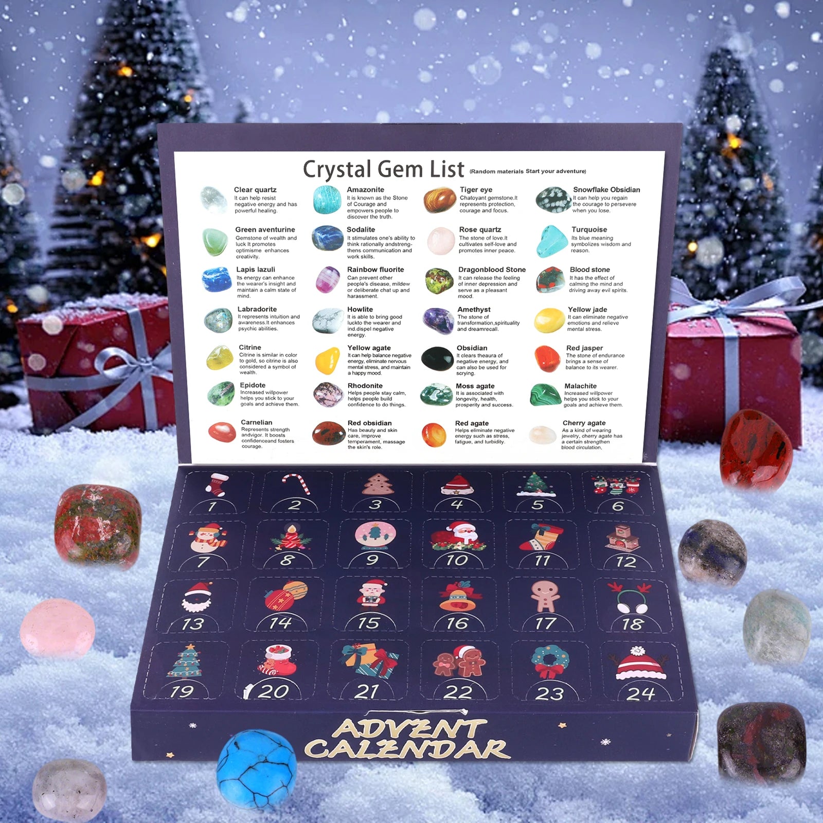 Crystal Discovery Advent Calendar - 24 Days of Gemstone Surprises for Kids, Christmas Countdown Fun 1