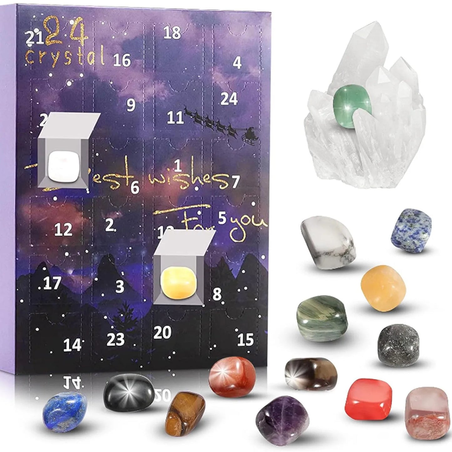 Crystal Gemstones Advent Calendar - 24 Days Christmas Countdown with Unique Crystals 3