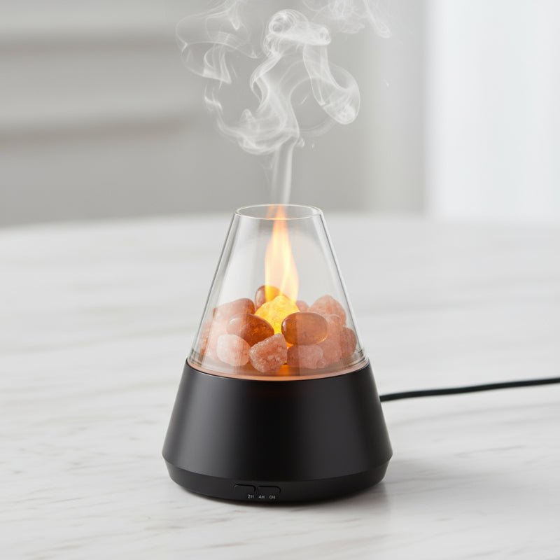 Crystal Stone Aroma Diffuser - 3D Fire Design Essential Oil Aromatherapy 0