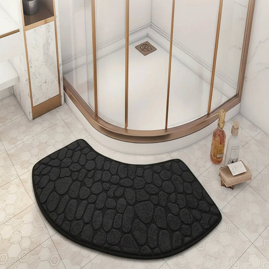 Curved Bathroom Mat - Absorbent Non-Slip Bath Rug for Safe Shower Use 0