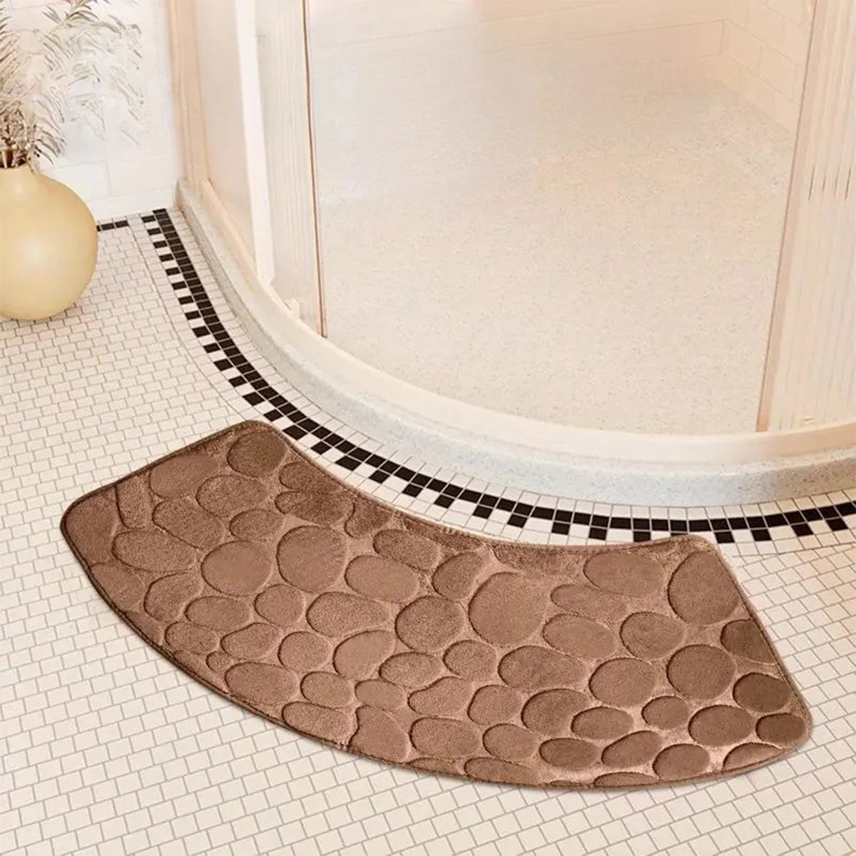 Curved Bathroom Mat - Absorbent Non-Slip Bath Rug for Safe Shower Use 6