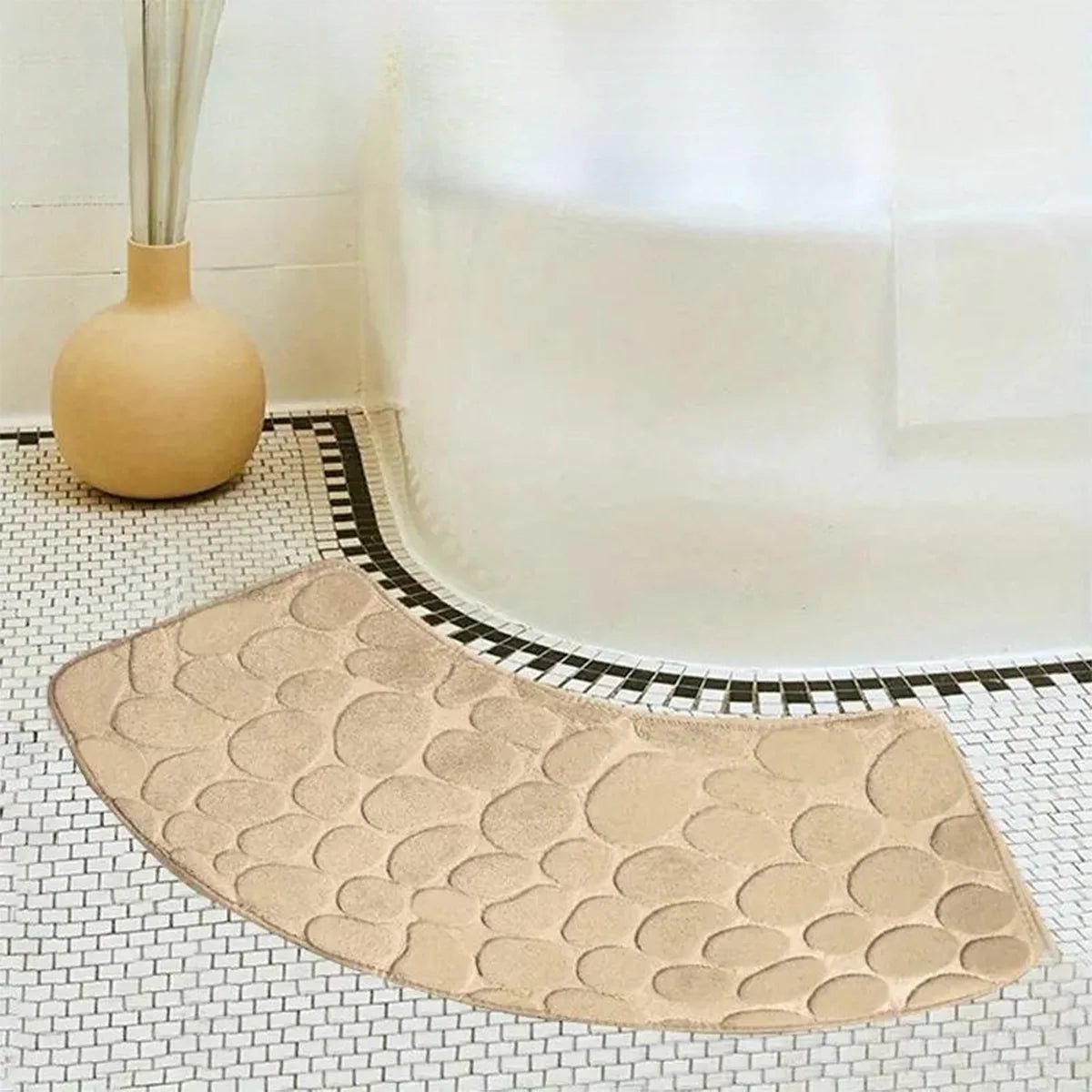 Curved Bathroom Mat - Absorbent Non-Slip Bath Rug for Safe Shower Use 8