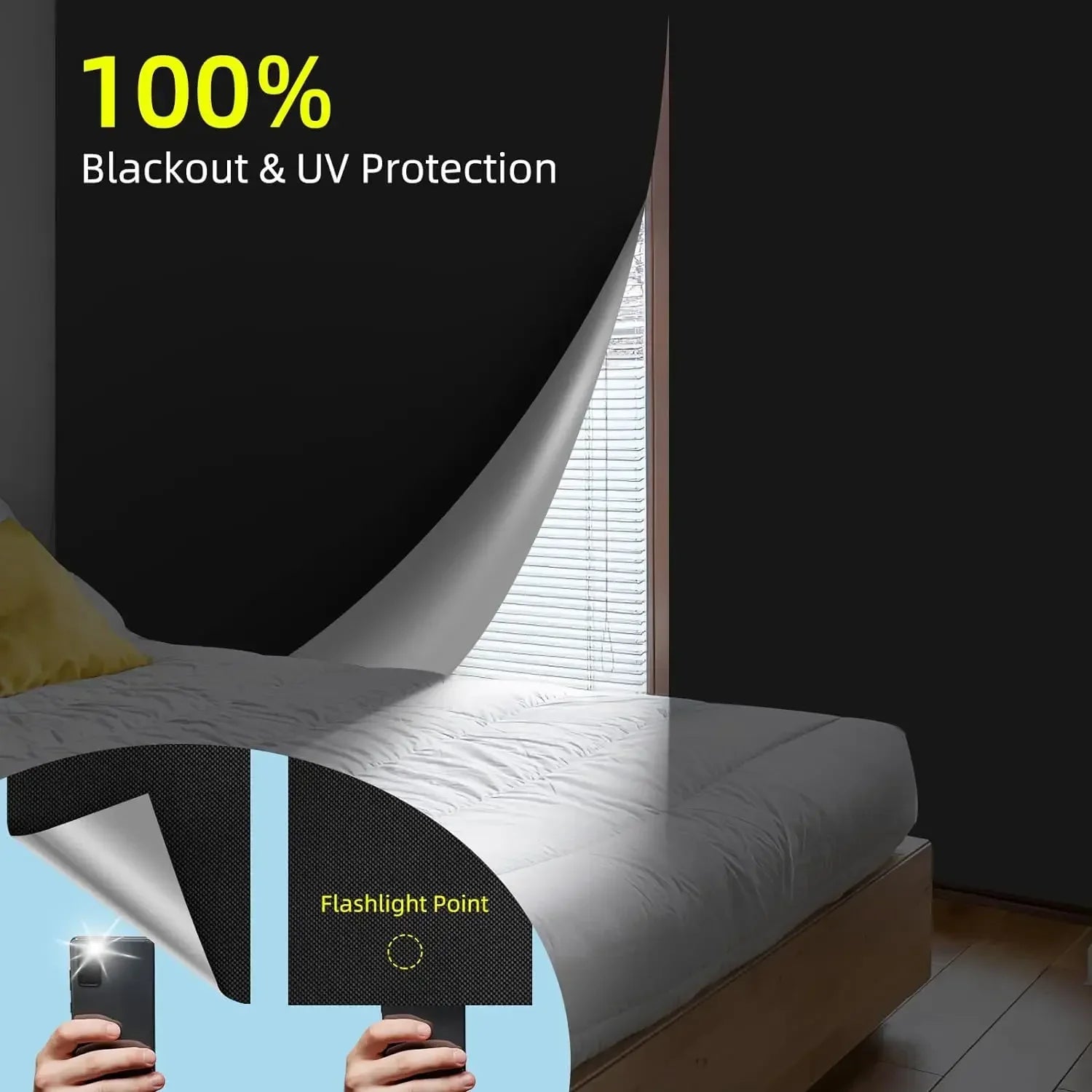 Customizable Blackout Curtain - 100% Light Blocking Portable Window Shades 2