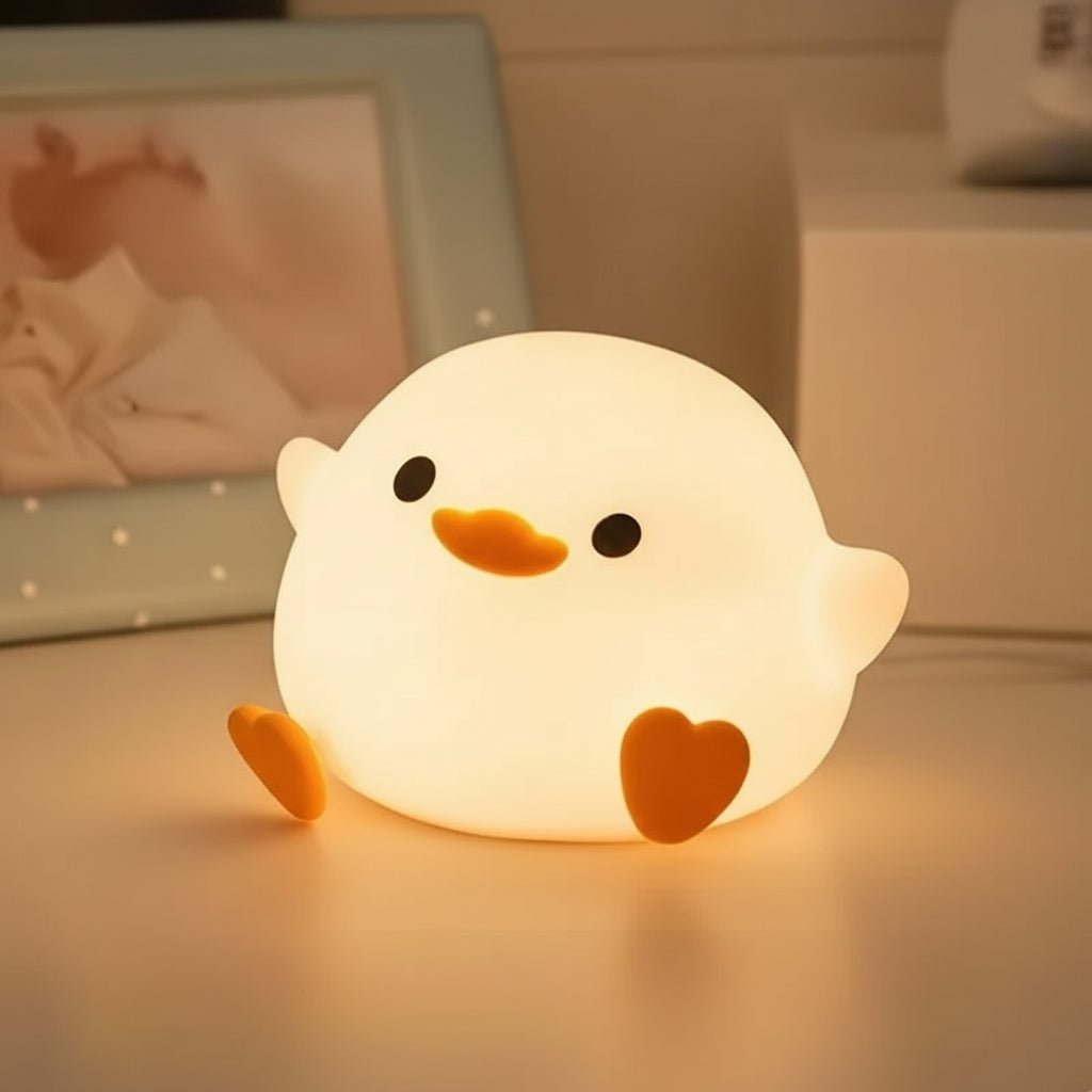 Cute Duck LED Night Light - Touch Sensor Silicone Lamp for Kids, Portable and Safe 3