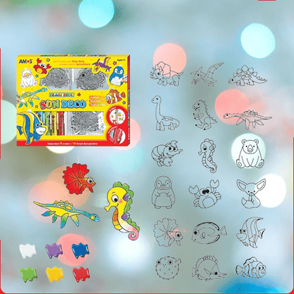 DIY Christmas Glass Painting Set for Kids - 12 Non-Toxic Paints & 8 Ornaments 8