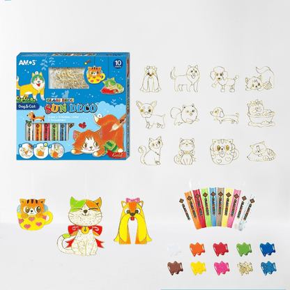 DIY Christmas Glass Painting Set for Kids - 12 Non-Toxic Paints & 8 Ornaments 9