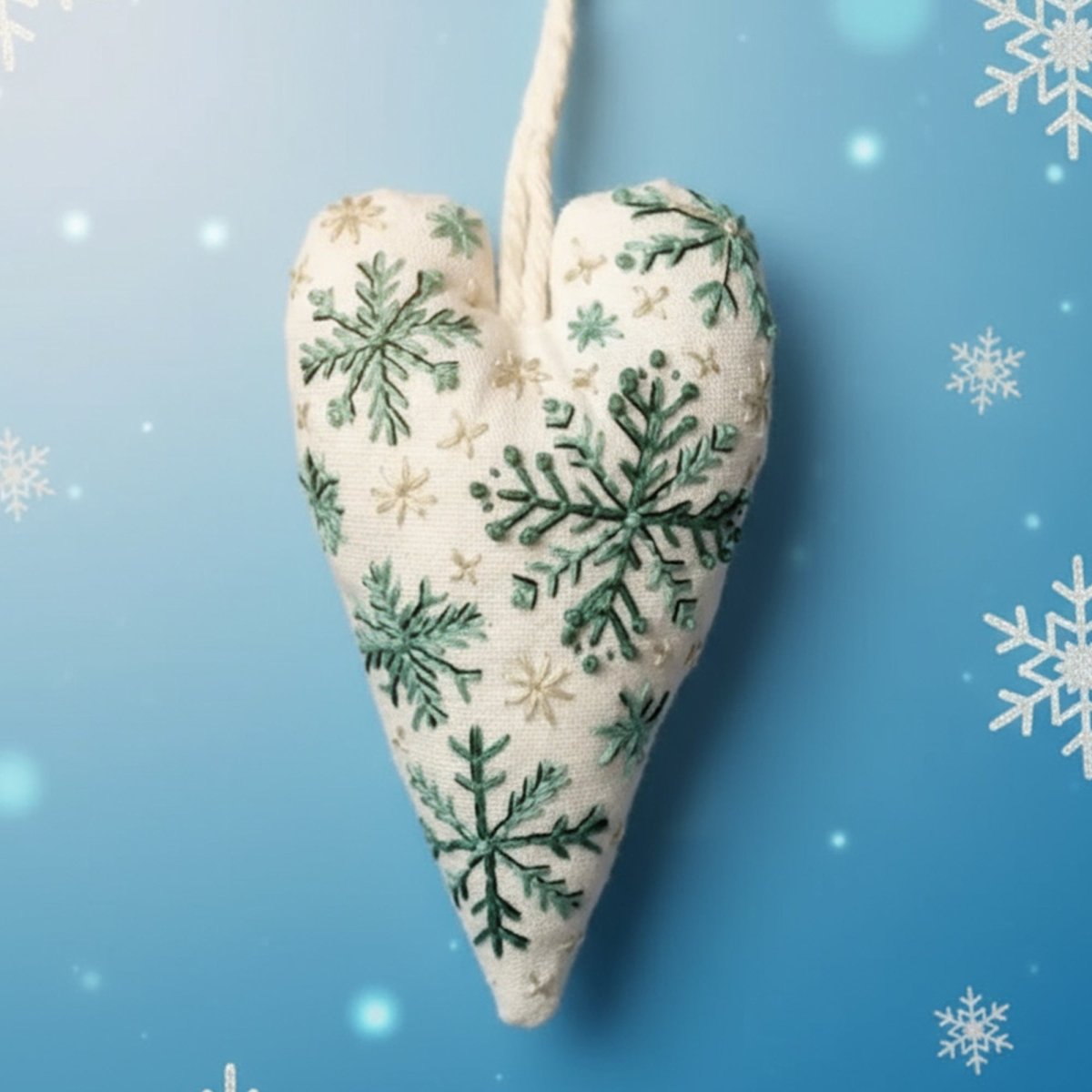 DIY Heart-Shaped Christmas Ornament Kit with Embroidery Fabric and Threads 7