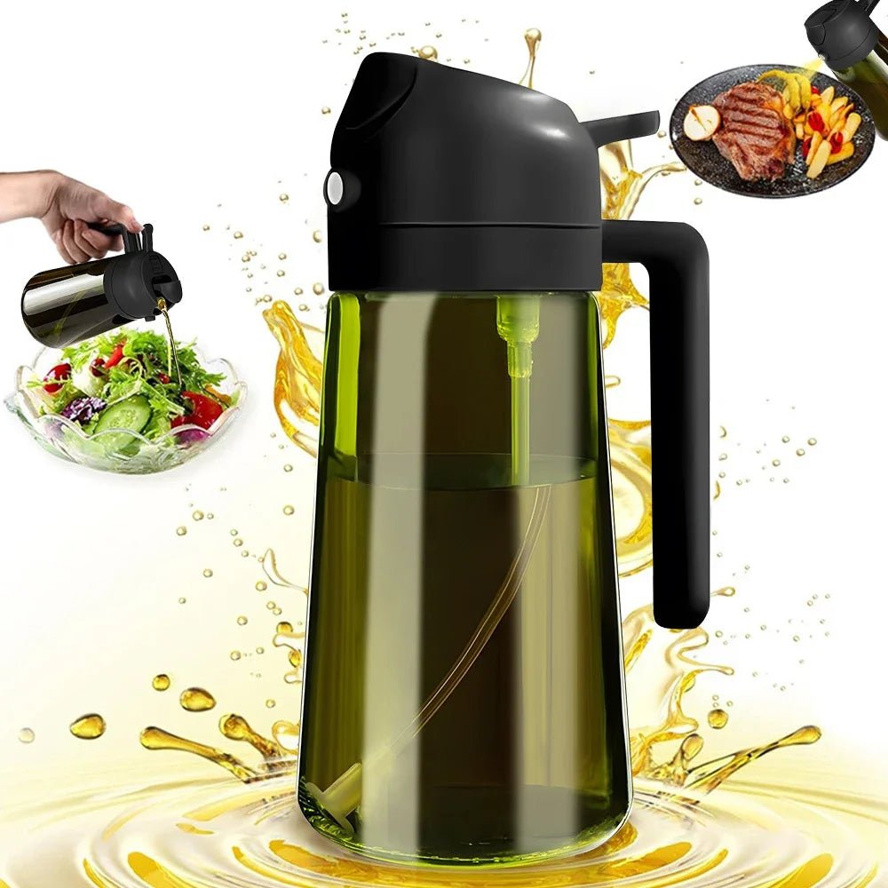 Dark Green Glass Oil Sprayer - 470ML Ergonomic Olive Oil Dispenser for Cooking 0