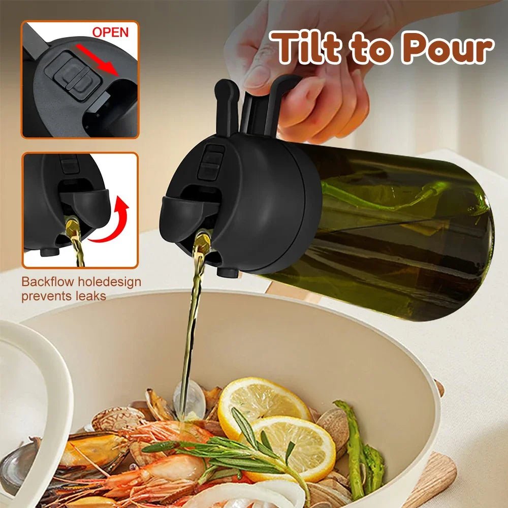 Dark Green Glass Oil Sprayer - 470ML Ergonomic Olive Oil Dispenser for Cooking 3