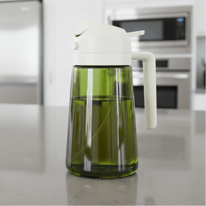 Dark Green Glass Oil Sprayer - 470ML Ergonomic Olive Oil Dispenser for Cooking 6