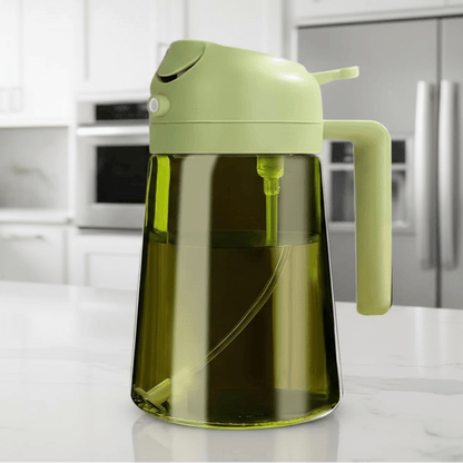 Dark Green Glass Oil Sprayer - 470ML Ergonomic Olive Oil Dispenser for Cooking 7
