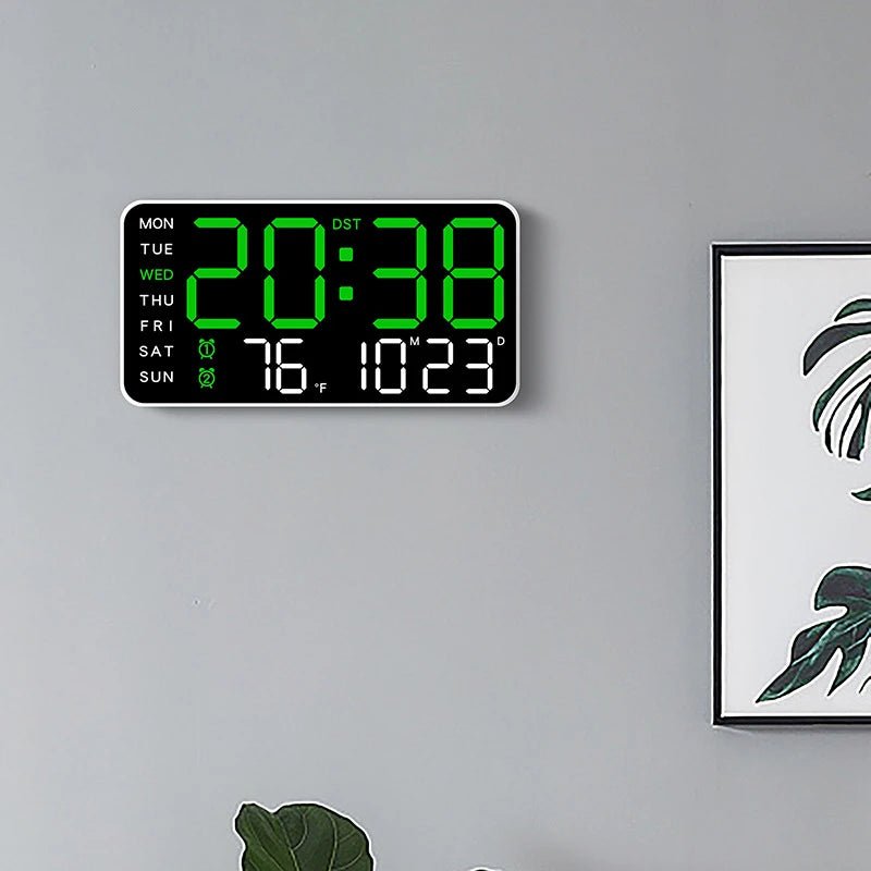 Digital Clock - Electronic Wall Clock with Remote, Dual Alarms & Temperature Display 1