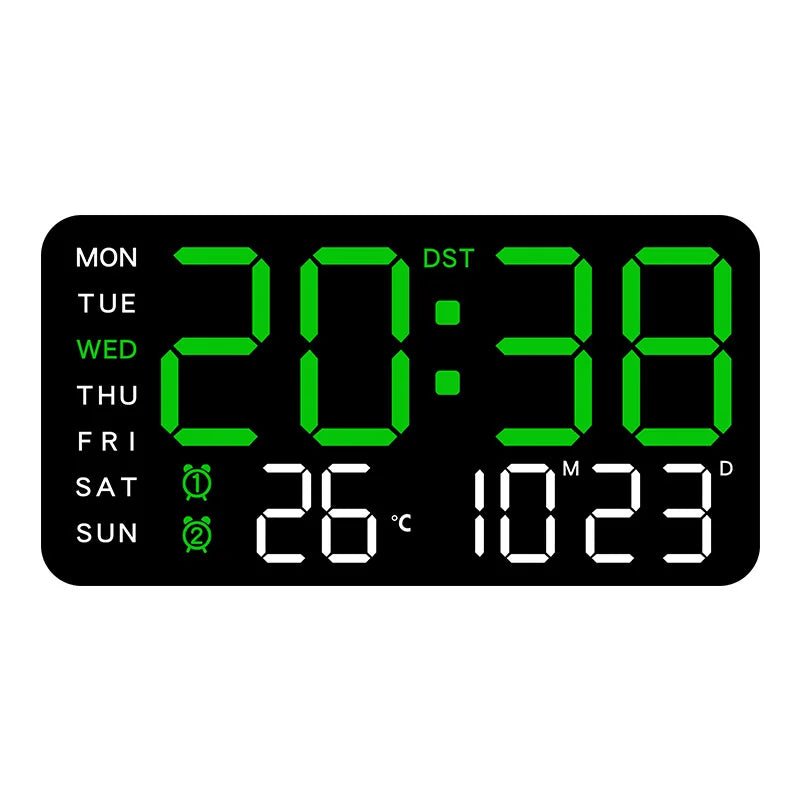 Digital Clock - Electronic Wall Clock with Remote, Dual Alarms & Temperature Display 12