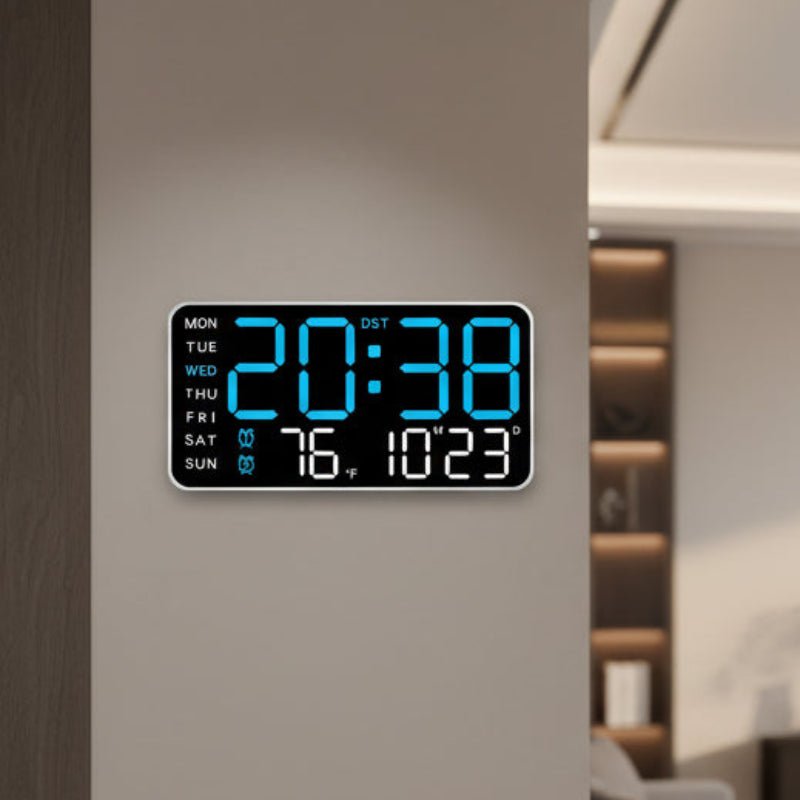 Digital Clock - Electronic Wall Clock with Remote, Dual Alarms & Temperature Display 9