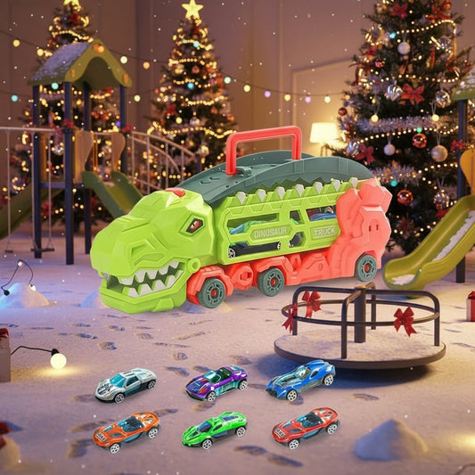 Dino Transport Truck Toy - Transforming Vehicle with Push-Button Ejector & Mini Cars 0