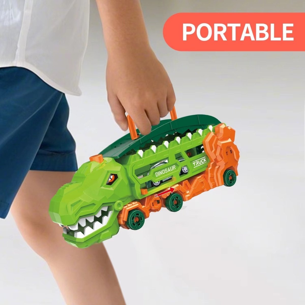 Dino Transport Truck Toy - Transforming Vehicle with Push-Button Ejector & Mini Cars 4