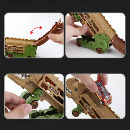 Dino Transport Truck Toy - Transforming Vehicle with Push-Button Ejector & Mini Cars 5
