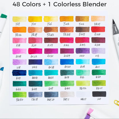 Double-Sided Brush Pens - 48 Vibrant Alcohol-Based Marker Colors for Artists 4