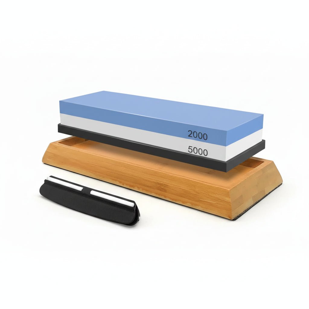 Double-Sided Whetstone Knife Sharpener with Bamboo Base for Razor-Sharp Blades 7