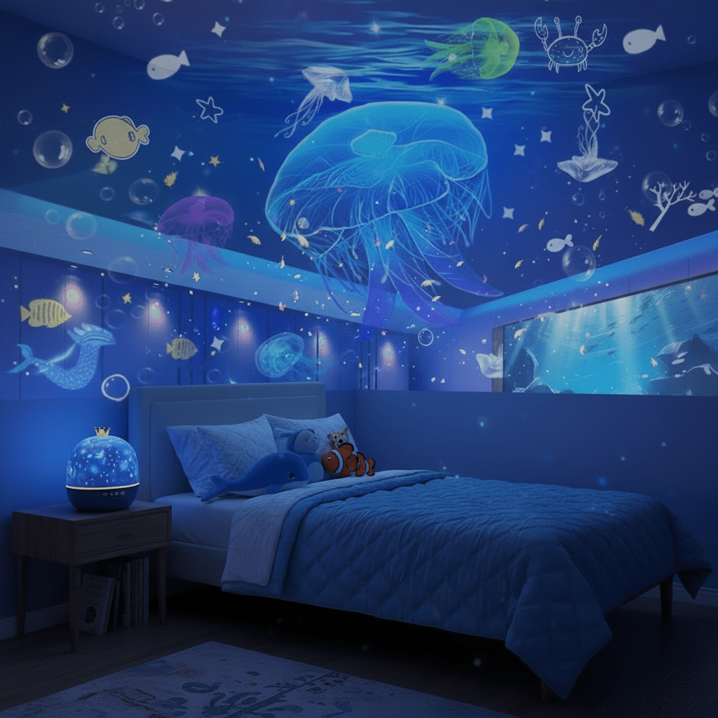 DreamGlow - 2-in-1 Night Light Projector with Galaxy and Underwater Scenes 1