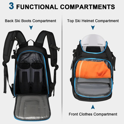 Durable 50L Ski Backpack - Waterproof Rucksack for Gear & Accessories 2
