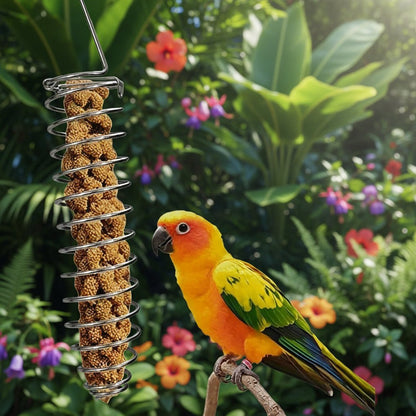 Durable Stainless Steel Parrot Forager Feeder - Spiral Design for Small Pets 0
