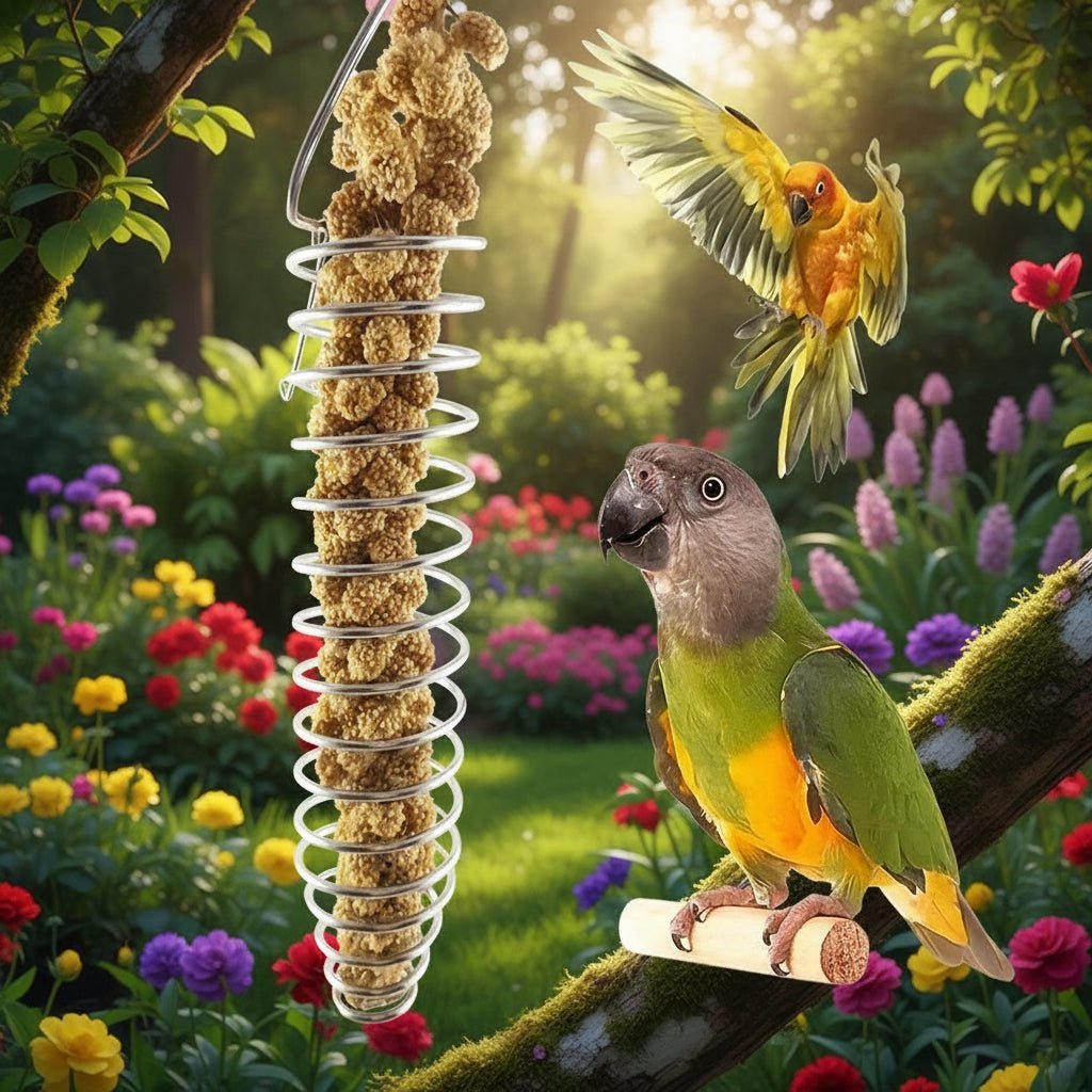 Durable Stainless Steel Parrot Forager Feeder - Spiral Design for Small Pets 1